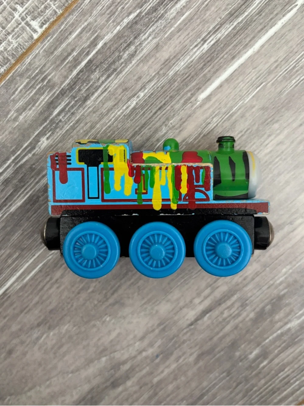 Wooden Paint Splattered Thomas - Thomas & Friends